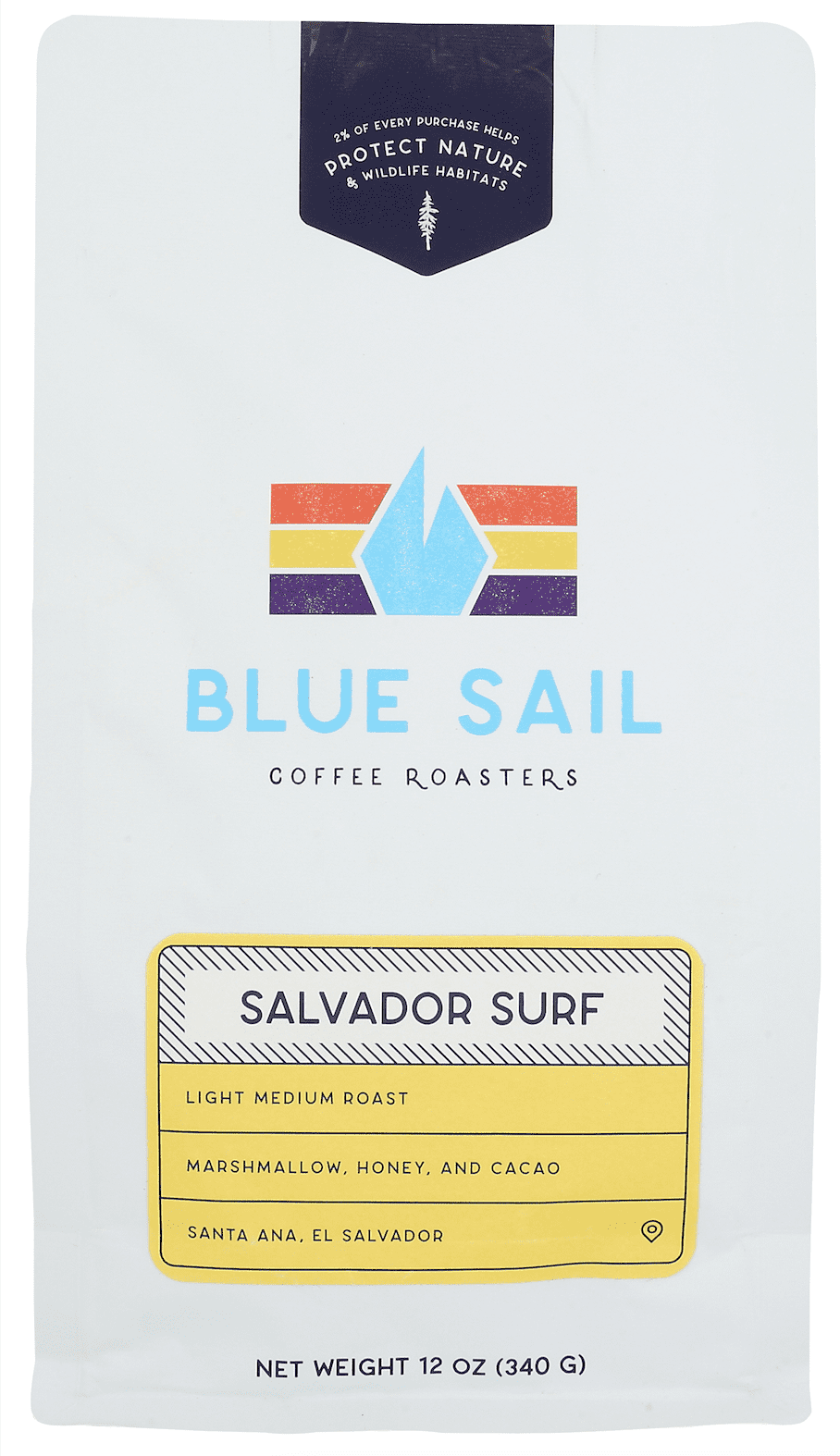 Blue Sail Coffee - Salvador Surf, Whole Bean, Medium Light Roast, 12oz