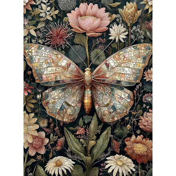 Diamond Art Kits for Adults Beginner, Butterfly Diamond Painting Kits 5D Diamond Dots Gem Art Crafts with Tools,Round Full Drill Funny Crafts for Home Wall Decor&Gift