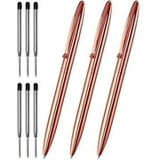 Cambond Ballpoint Pens, Guest Pen Stainless Steel Nice Pens for Guest Book Uniform Christmas Gift - Black Ink (1.0mm Medium Point), 3 Pens with 6 Extra Refills (Rose Gold)