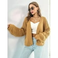 thumbnail image 5 of - Casual Oversized Sweaters Open Front Batwing Long Sleeve Chunky Knit Cardigan Outerwear Coats Wheat Yellow M, 5 of 10