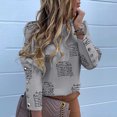 thumbnail image 2 of PVCS Mode Décontractée Femmes Col Rond Imprimé Boutonnage Simple Manches Longues Blouse, 2 of 8