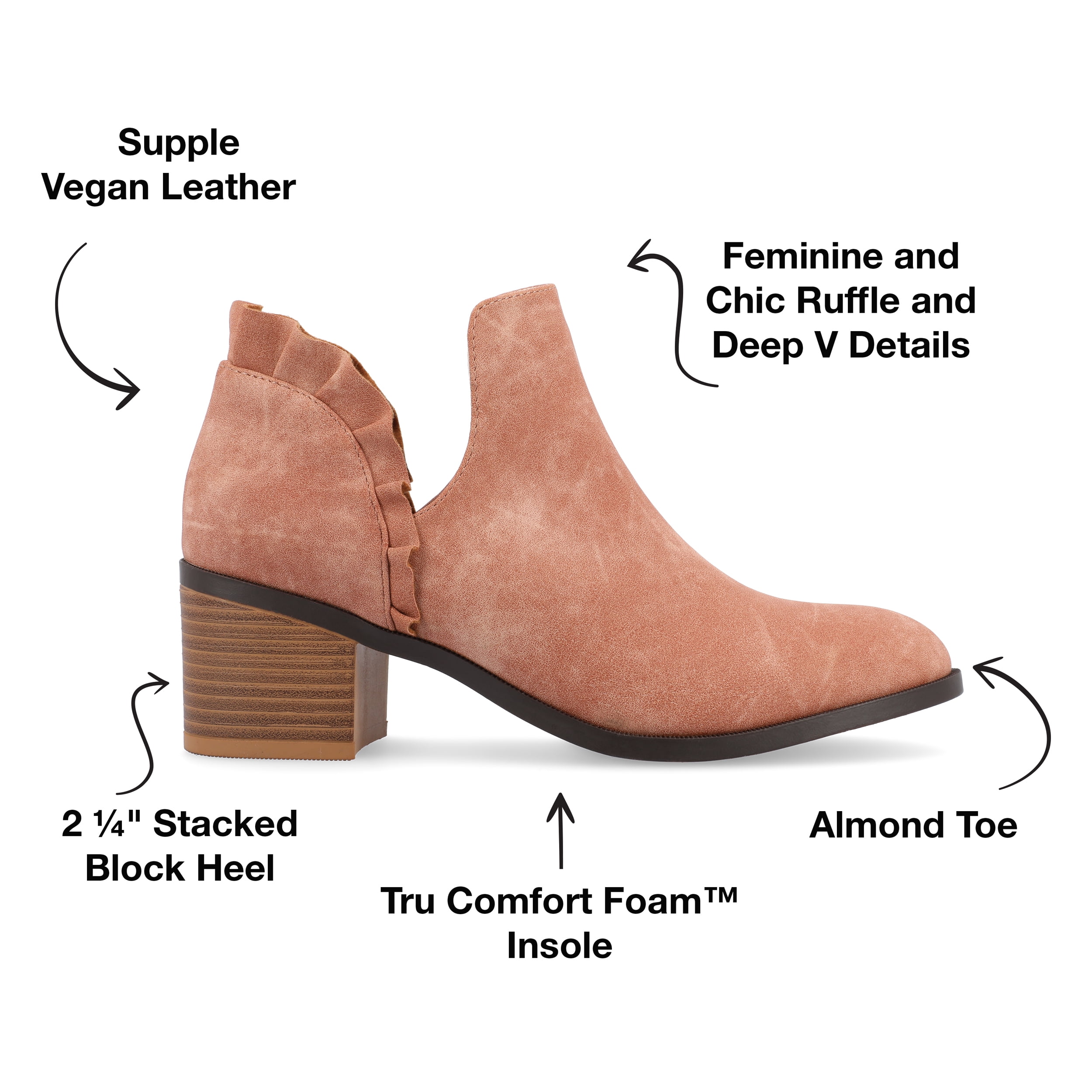 Journee Womens Lennie Slip On Stacked Heel Booties