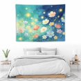 thumbnail image 4 of Watercolor Night Glow Wildflower Tapestry, Teal-to-Navy Blue Gradient Background Art Tapestry, Aesthetic Whimsical Decor for Bedroom Living Room, 40x30in, 4 of 7
