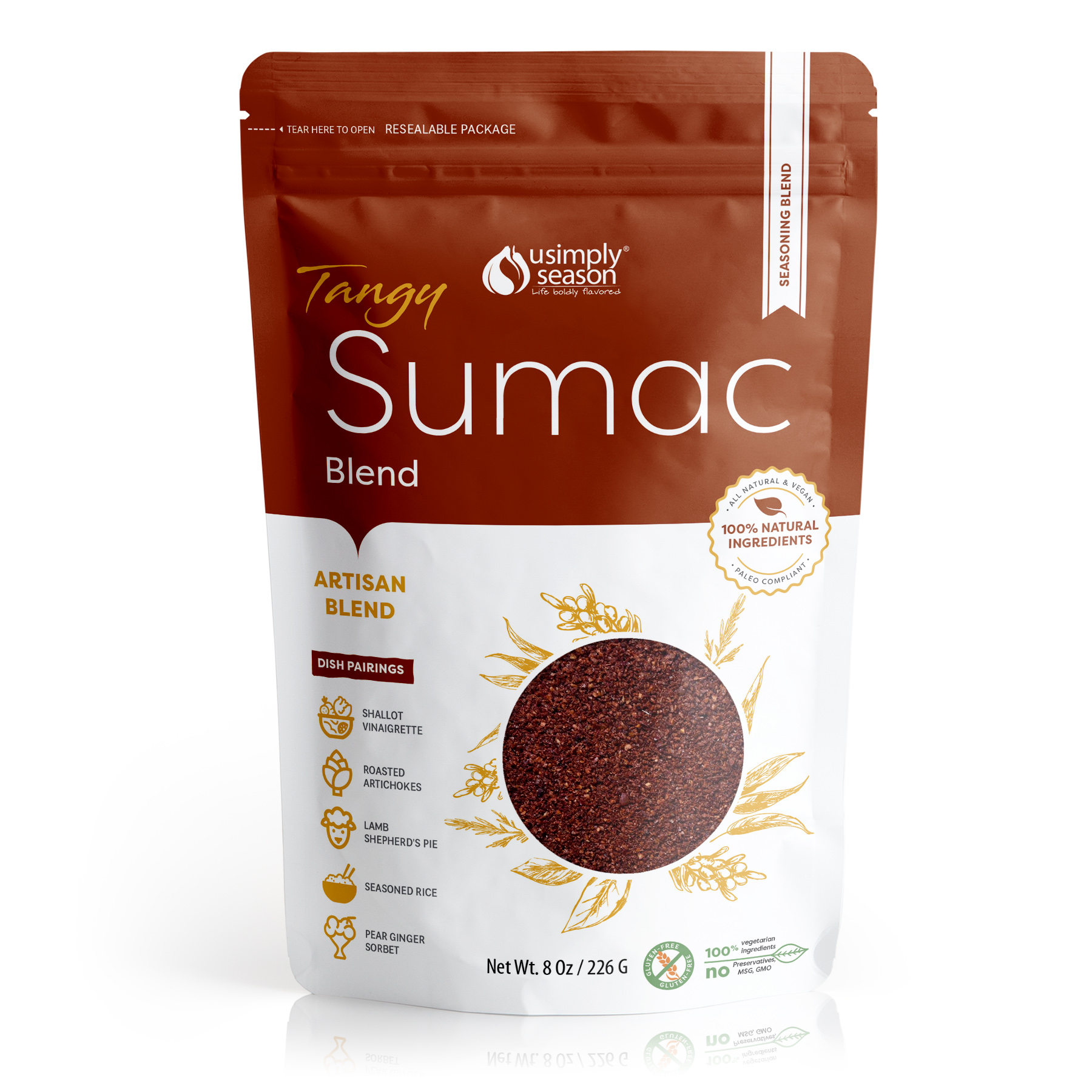 USimplySeason Tangy Sumac Spice Middle Eastern Seasoning 8 oz / 226