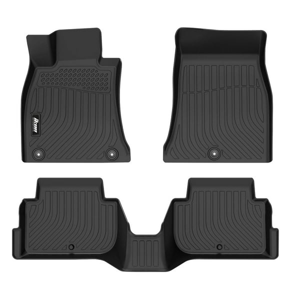 Ikon Motorsports Floor Mats Compatible With 2018-2023 Kia Stinger RWD, Black Car Auto TPE 3D Molded Carpets Liner Front Rear Row All Weather 3PC Set Protector