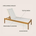thumbnail image 4 of Lagunan 77.56"x26.38" Modern Minimalist Adjustable Acacia Wood Chaise Outdoor Lounge Chair, White/Natural, 4 of 9