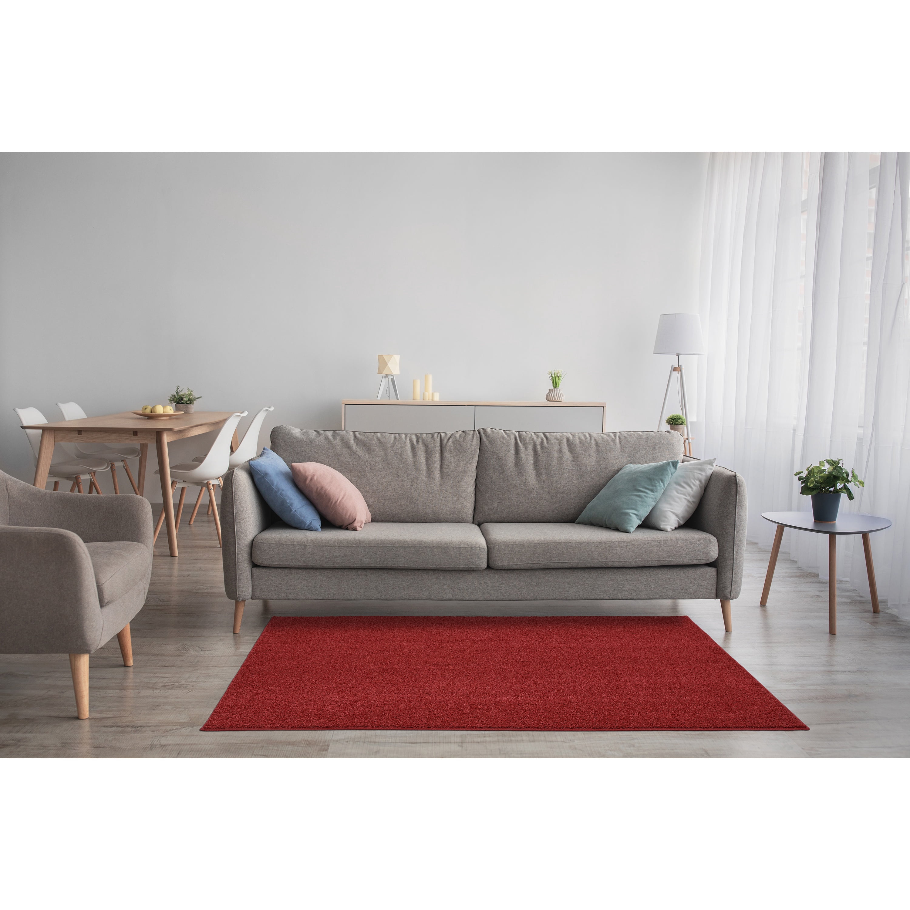 Garland Rug Palmer Plush Washable Classic Red Indoor Area Rug, 4' x 6'