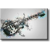 Gray Electric Guitar Picture on Stretched Canvas, Wall Art Décor, Ready to Hang