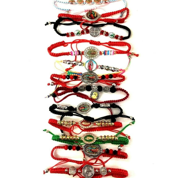 12 Pc mixed religious string Guadalupe and saint Jude Bracelet Communion Favors