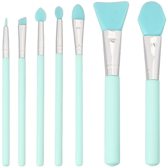 7Pcs 7 Styles Silicone Brush Applicator Kit Green Soft Rubber Flexible Facial Muds Face Applicators Tools Brushes for DIY DIY Body Lotion Butters Clay Creams Makeup Products