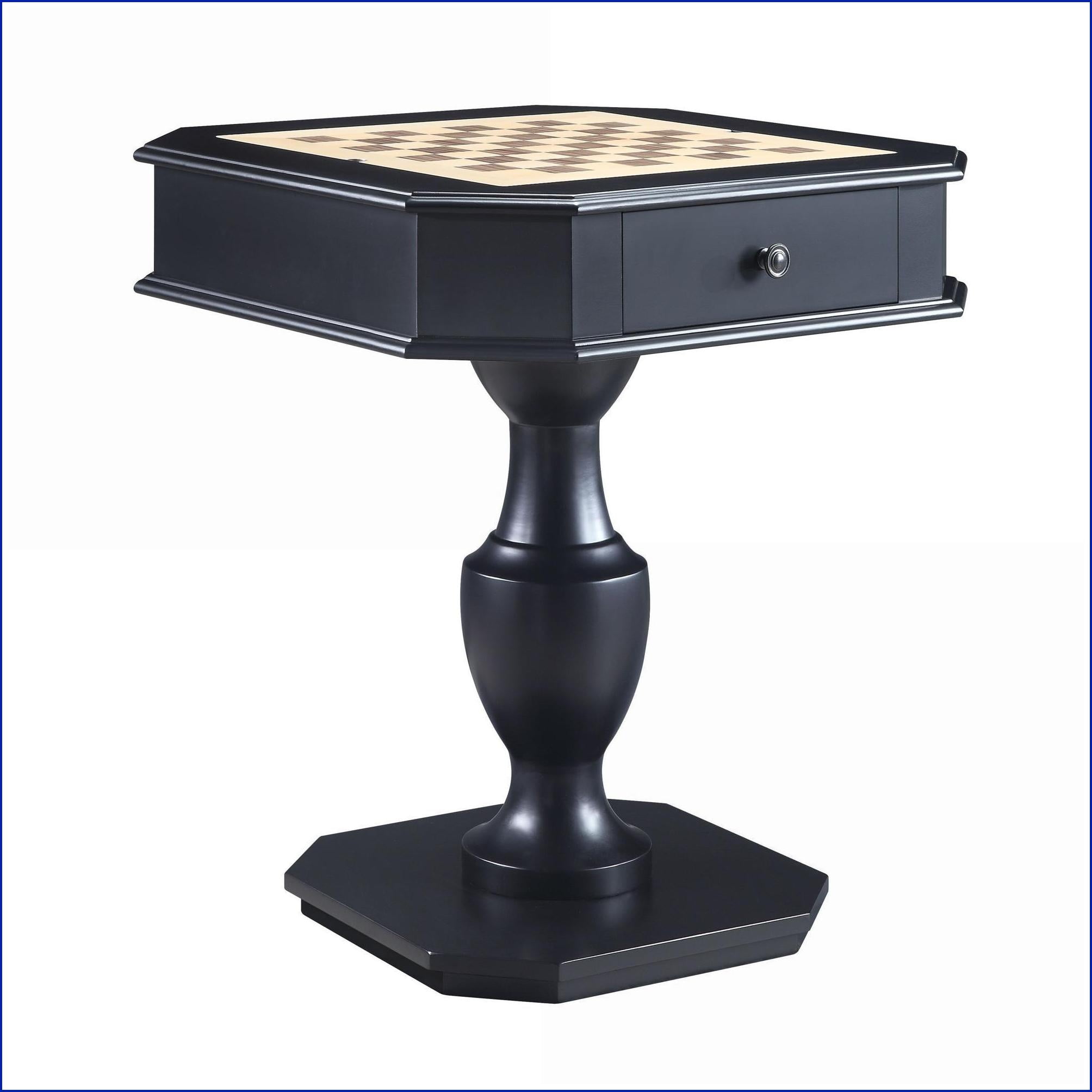 Game Table with Reversible Game Tray & Storage Drawers | Black Finish | Wood & MDF | Black | Synthetic Wood