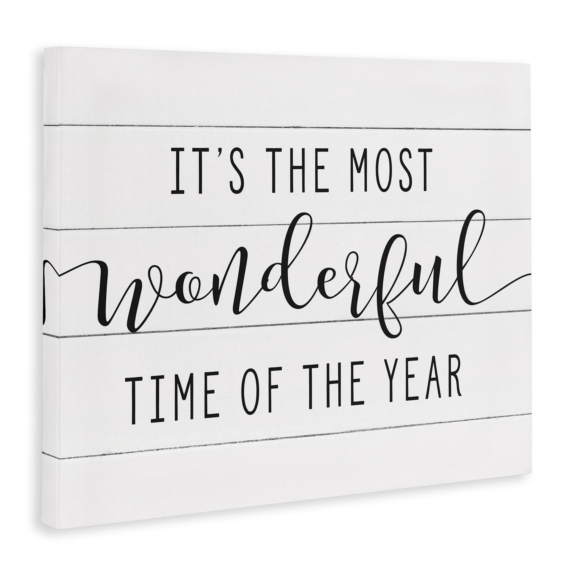 Stupell Industries Most Wonderful Time Rustic Chic Holiday Painting Gallery Wrapped Canvas Art Print Wall Art, 48 x 36