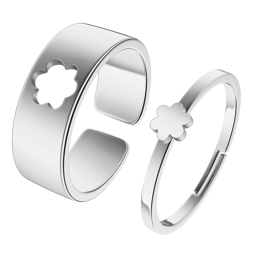 2PCS Daisy April Birth Flower Matching Promise Ring for Couples Craft ...