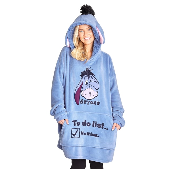 Sudadera con capucha Disney Stitch para mujer, forro polar cálido, azul