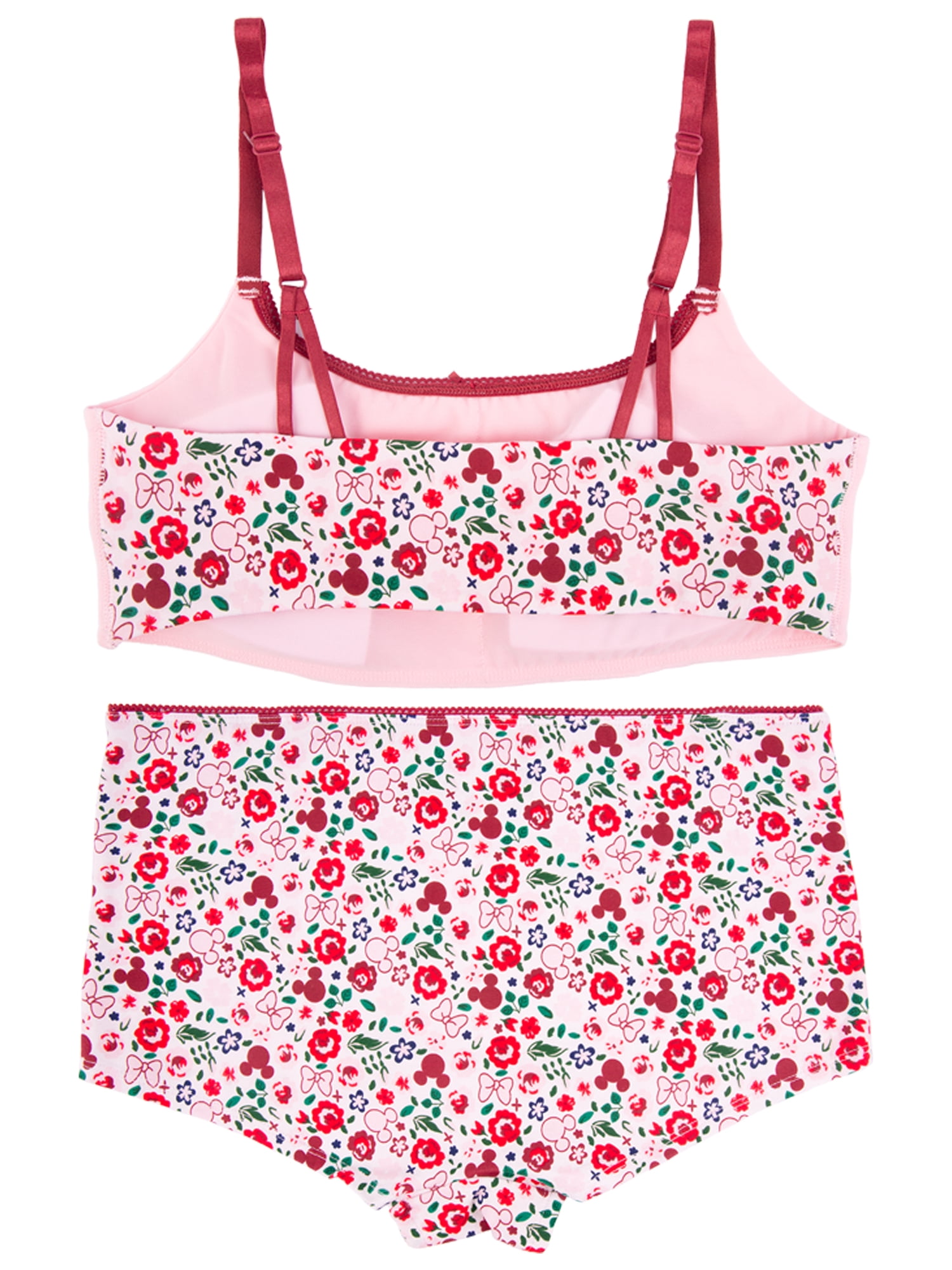 Minnie Mouse Junior's 2-Piece Bralette and Boyshort Set, Size Small to Extra Large