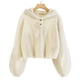thumbnail image 2 of Gibobby Blusas De Manga Larga Para Niñas Sudadera con capucha de forro polar para niña, cálida, suelta, con botones, chaqueta de , capa superior （Beige， 4-5 Años), 2 of 5