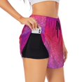 thumbnail image 1 of Balery Light Purple Glitter Pantalones cortos deportivos para mujer con forro y dos bolsillos, elásticos, para entrenamiento, gimnasio, yoga-XX-Large, 1 of 6