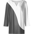 thumbnail image 3 of Xuboway 3/4 Length Sleeve Womens Tops Button Down Summer V Neck Shirts Henley Blouses Dressy Fashion Three Quarter Length Sleeve Blouse Clothes, 3 of 3