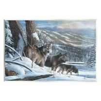 Stupell Industries Wolves in Snowy Mountain Landscape Animals & Insects Painting Unframed Art Print Wall Art, 15 x 10