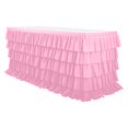 thumbnail image 1 of Feltree Five-Layer Pleated Tablecloth Elegant Ruffle Design for Oval Tables Wedding Birthday Party Decor Wrinkle-Resistant Polyester 9 Feet Machine Washable, 1 of 8