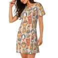 thumbnail image 2 of Sikiie Colorful Owls Print Women's Short-sleeved Nightdress, Round Neck Pullover Nightdress Pajamas Summer Home Wear, 2 of 6