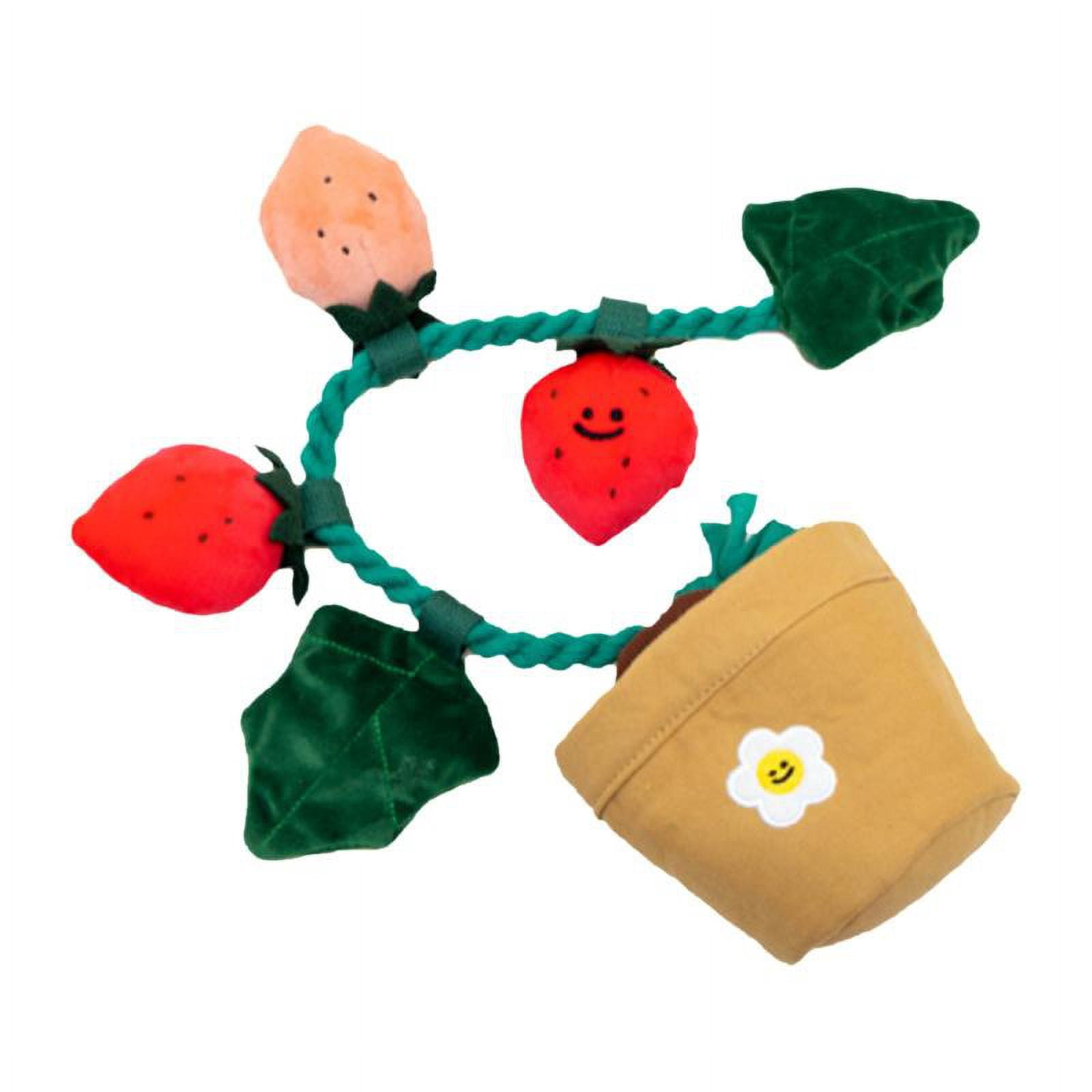 Durable Puzzle Dog Vocal Toy Squeak Interactive Strawberry Potted Plant Set for Pet Puppy