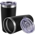 thumbnail image 1 of Vaso de 20 oz, taza de café aislada al vacío de acero inoxidable, taza de viaje de doble pared con tapa para bebidas frías y calientes (paquete de 2, negro) Adepaton LRWJ258-8, 1 of 2