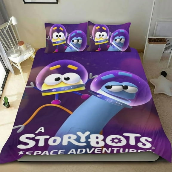 A StoryBots Cartoon Bed Duvet Cover Anime Bedding Sets twin 3 Piece Comforter Sets