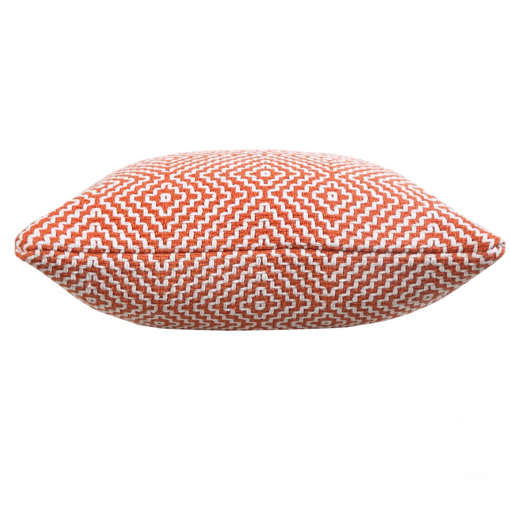 LR Home Ox Bay Hand-Woven Orange/White Diamond All-Natural Cotton Pillow Cover
