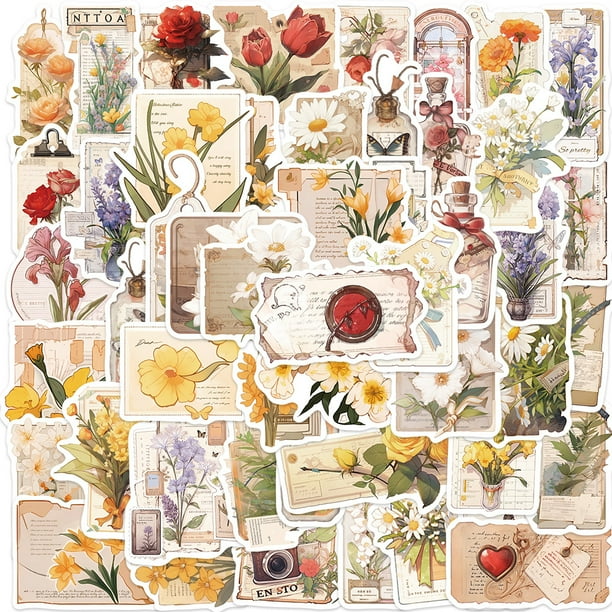 Calcomanías impermeables de vinilo con forma de flor, 50 unidades por lote