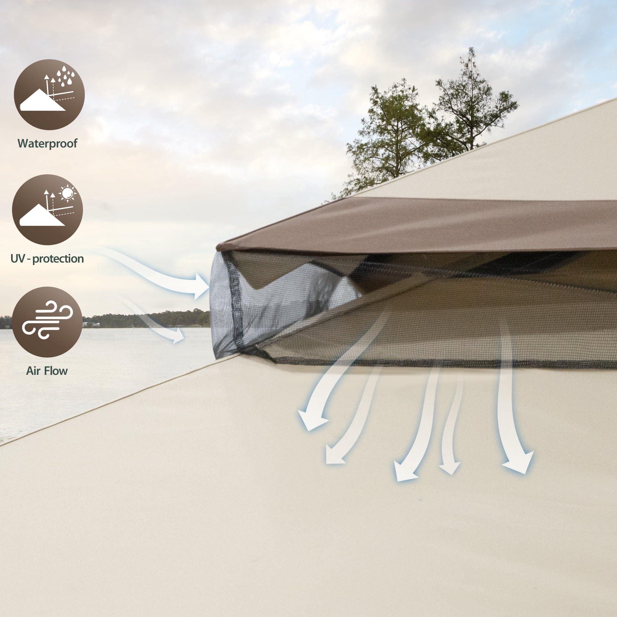 Meetleisure 20'x10' Canopy Gazebo, Patio Party Tent with Vented Soft Top, Outdoor Garden Gazebo for Backyard,Beige