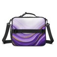 thumbnail image 2 of Purple and Gold Marble Pattern Insulated Lunch Bag with Shoulder Strap and Bottle Holder,Bento School Lunch Bag Box,11x9.5x3.5 Inches, 2 of 5