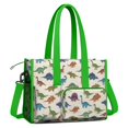 thumbnail image 2 of Teacher Tote Bag,Beige Colorful Dinosaurs Pattern Teacher Utility Tote Bag,Large Work Tote Bags for Women with Multiple Pockets,Top Zipper Closure,13.8x10.6x6.7 Inch, 2 of 5