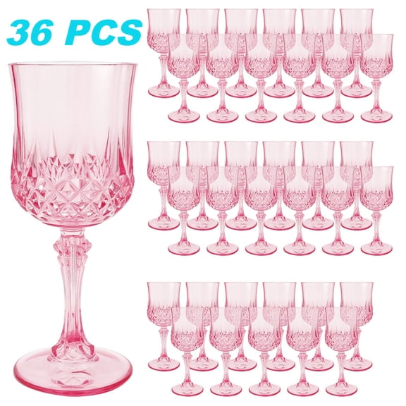 Fkszll 2026 New 36PCS Plastic Wine Glasses 3.09OZ Reusable Champagne Flutes Elegant Pink for Party Wine Bar Wedding