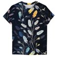thumbnail image 3 of Gibobby Playera Corte clásico para Mujer Camiseta manga corta informal con cuello redondo estampada a la moda para mujer(Azul,G), 3 of 4