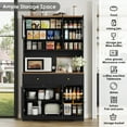thumbnail image 2 of Hiphuta 71"in Modern Kitchen Pantry Storage Cabinet, Freestanding Coffee Kitchen Hutch Cabinet with Adjustable Shelves & Microwave Stand, Modern Coffee Hutch for Dining Room, Black, 2 of 7