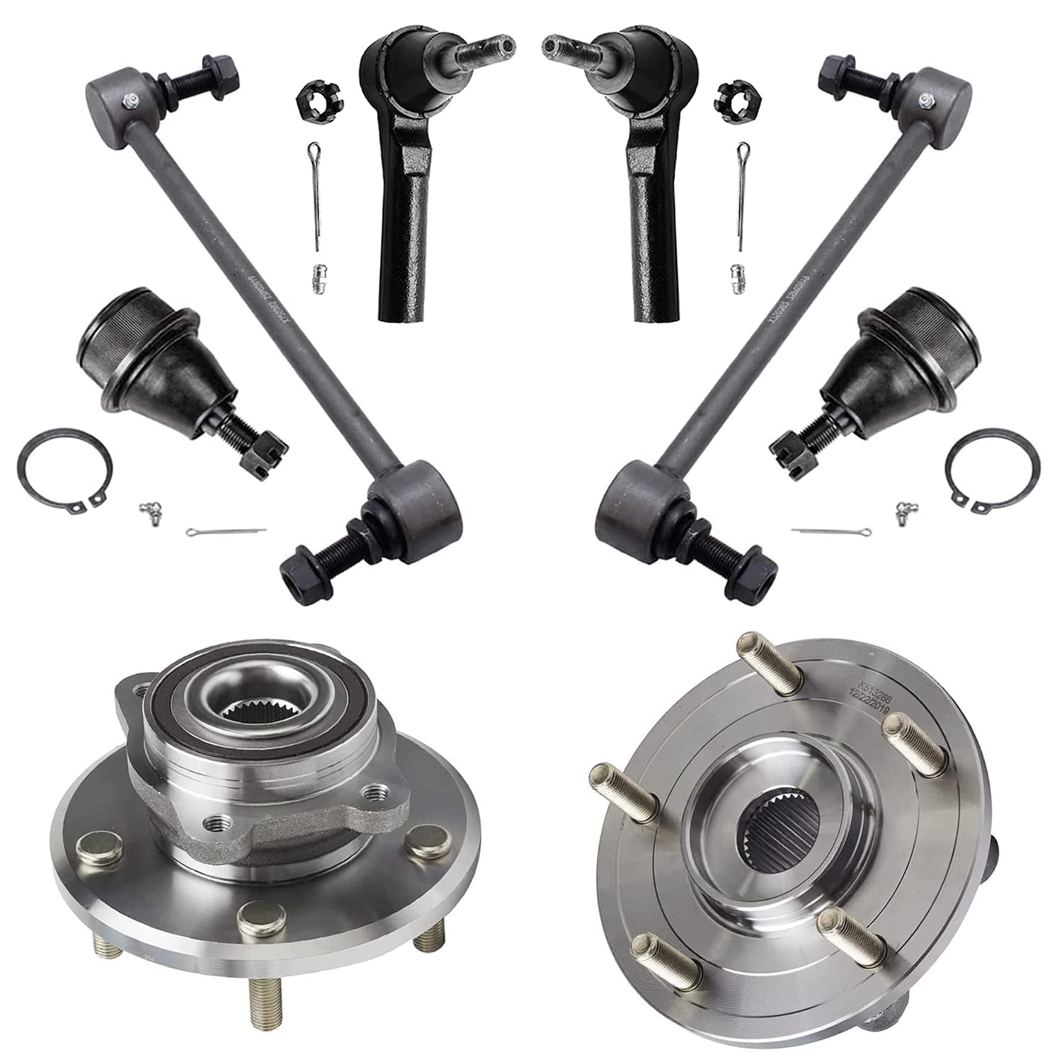 8pc Front Wheel Hub & Bearings Ball Joints Sway Bar Links Outer Tie