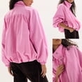 thumbnail image 2 of Oversized Bomber Jacket Women Stand Collar Windbreaker Polyester Fall Utility Coat, 2 of 6