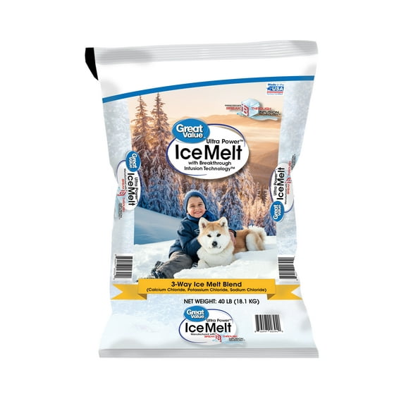 Great Value® Ultra Power® Ice Melt 40 lb Infused w/Calcium & Potassium Chloride, Corrosion Inhibitor