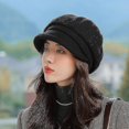thumbnail image 2 of Gorro de invierno para mujer, gorro estilo bombín vintage para mujer, gorro octogonal suave, boina cálida y gruesa para otoño e invierno para mujer, 2 of 3