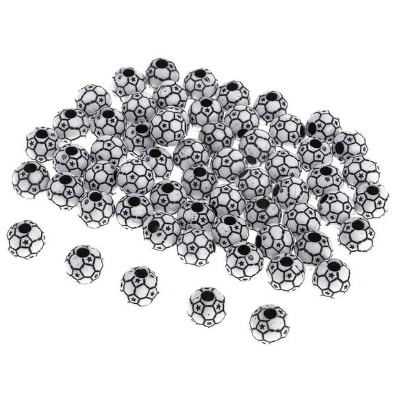 60 botones redondos de cuentas de balón de fútbol de 12 mm de colores para hacer joyas Blanco negro