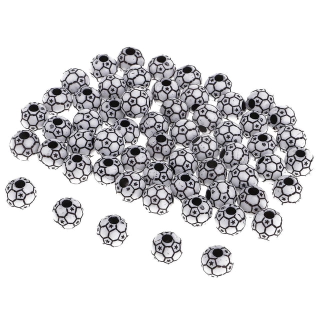 60pcs Soccer Ball Beads Glass Seed Beads for DIY Jewelry Making - Black White