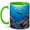 Green, variant on Coral Reef Coffee Mug, Sea Turtle Tropical Ocean Life Design, 11 oz Ceramic Cup