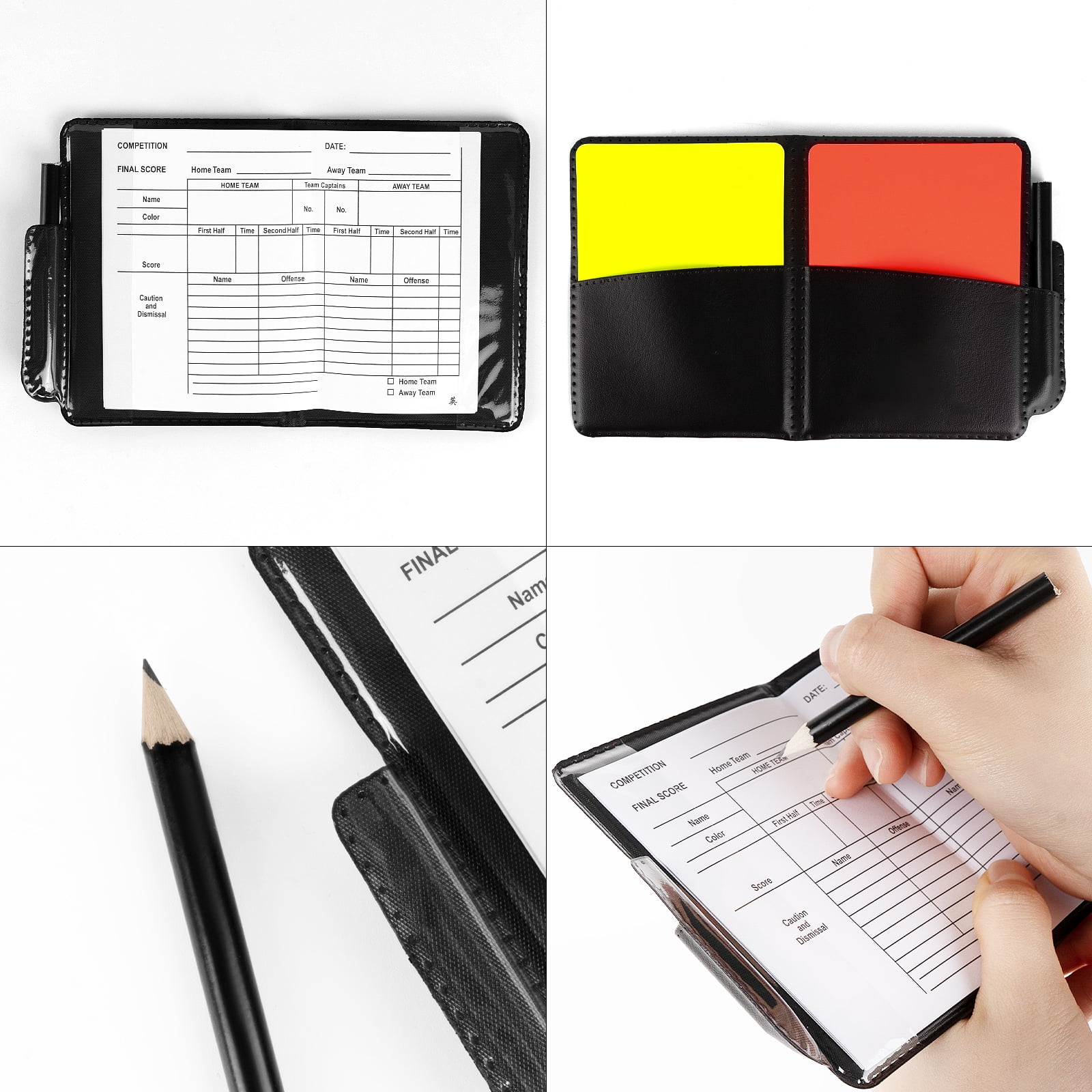 Linkidea Soccer Referee Starter Kit, Checkered Linesman Flags, Referee Cards with Record Book and Pencil, Referee Whistle and Toss Coin for Football
