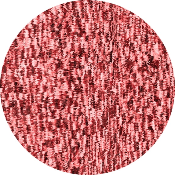 Ahgly Company Machine Washable Indoor Round Abstract Red Modern Area Rugs, 7' Round