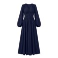 thumbnail image 6 of Zpanxa Maxi Dresses for Women, V Neck High Waist Lantern Sleeve Flowy A Line Winter Style, 6 of 6