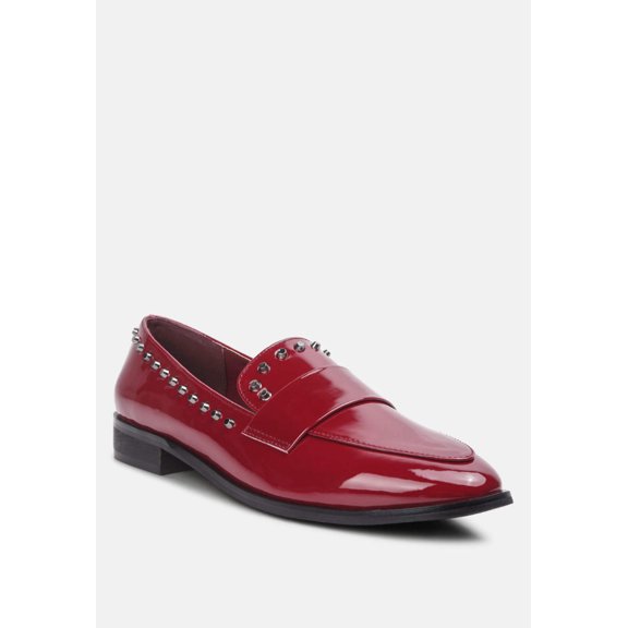 EMILIA Burgundy Patent Stud Penny Loafers