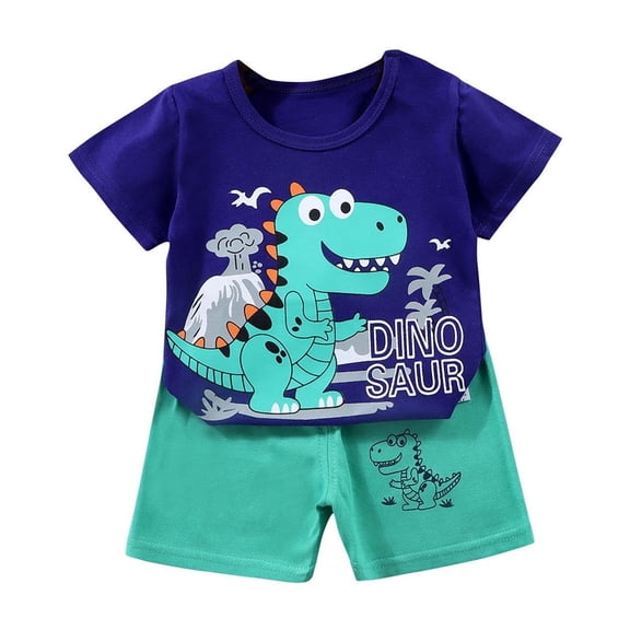 BOVXNPU Boys Girls Summer Clothing Sets, Fashion Girls' Casual Short Sleeve Round Neck Collar Botton Printed Short Pants Sets Summer Outfits