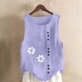 thumbnail image 2 of Birdeem Tank Top for Women Womens Printing Color Tank Top with Round Neck Faux Cotton and Linen Button Design and A Sense of Top with Round Neck Tank Tops, 2 of 12