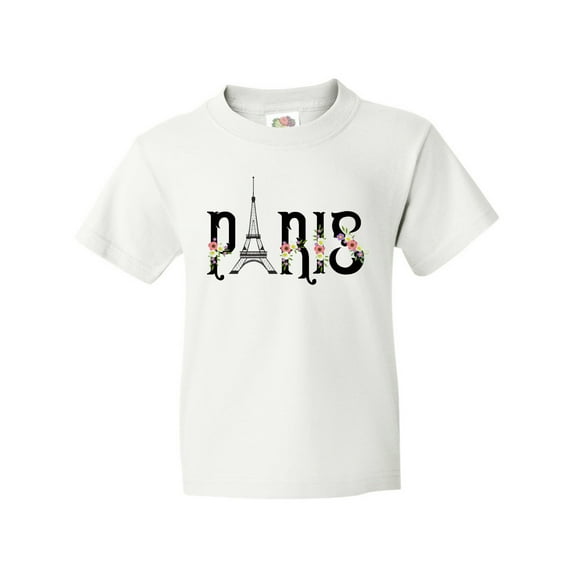 Inktastic Paris Eiffel Tower with Flowers Youth T-Shirt